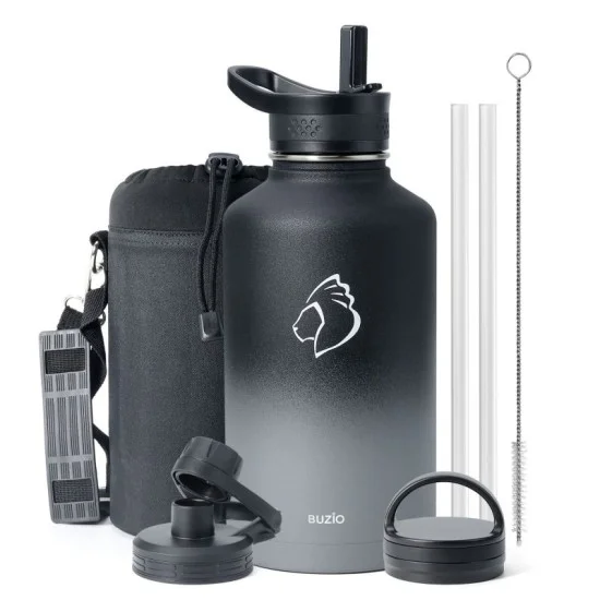 Buzio Trio Series Water Bottle with 3 Lids and Sleev 1.9L - Shadow